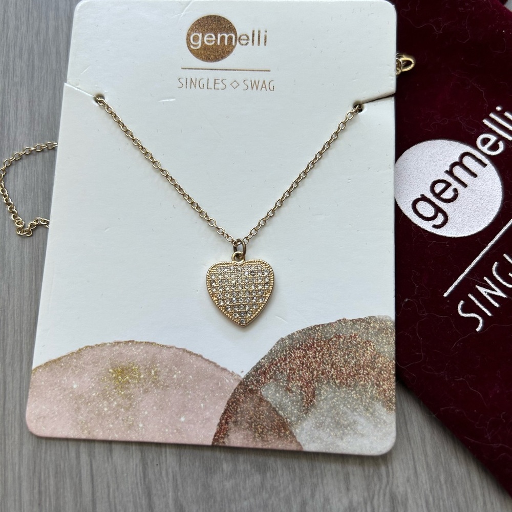 Heart shaped pendant with crystals necklace